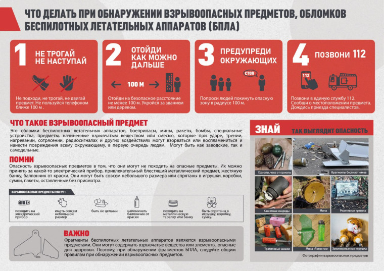 Памятка «Что делать при обнаружении взрывоопасных предметов, обломков БПЛА». Памятка «Что делать при обнаружении взрывоопасных предметов, обломков БПЛА».